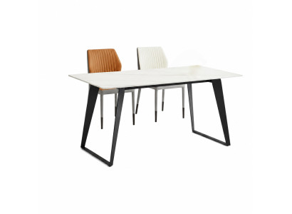 Mesa de comedor blanca. Mesas de cocina de diseñador. Muebles de comedor. Mesas de madera.