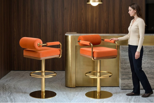 Oranger Barstuhl de acero inoxidable-Asiento individual elegante Moderno mueble de salón