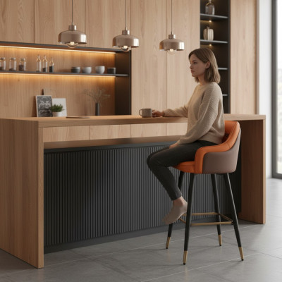 Diseñador Naranja Taburete de Bar Asiento Lounge 1 Plaza Asiento Individual Moderno Nuevo