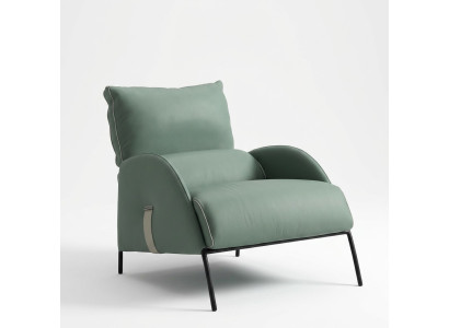 Sillón verde del diseñador, moderno sillón de brazos de una plaza.