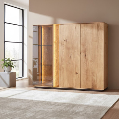 Vitrina marrón claro Aparador de comedor de diseñador Armarios de madera Armario con LED