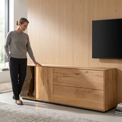 Marrón armario de televisión Sala de estar Soporte de TV Diseñador LED Aparador Bajo