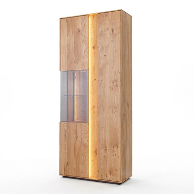 Sala de estar Vitrina de madera marrón Vitrina LED de madera Armario Vitrina de vidrio Nuevo