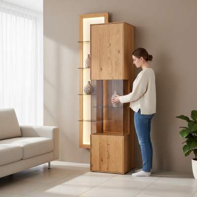 Mueble de comedor de diseñador Aparador de madera marrón Vitrina de sala de estar Nueva