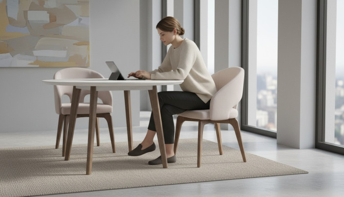 Silla de comedor blanca Sillón elegante Butacas tapizadas Pies de madera modernos