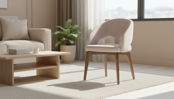 Silla de comedor blanca Sillón elegante Butacas tapizadas Pies de madera modernos