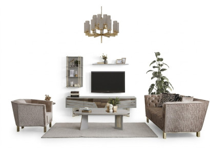 Sala de estar gris, muebles de madera diseñador armario de TV gabinetes de pared muebles de sala.