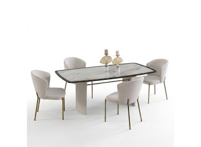 Juego de comedor blanco, mesa de comedor de diseñador, 4 sillas, muebles de madera de lujo de 5 piezas