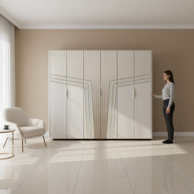 Moderno armario blanco de madera, ropero, muebles de lujo para dormitorio, nuevo.