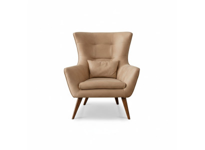 Sillón de sala beige diseño sofá lujo nuevo lounge de descanso tapizado.