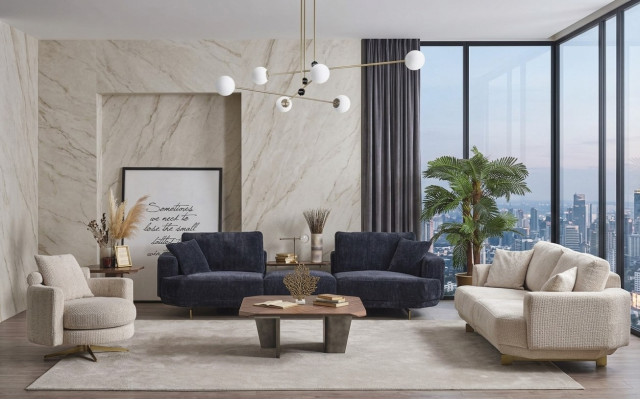 Juego de sofá para sala de estar 4+3+1 plazas diseño muebles de tapicería textil nuevo.