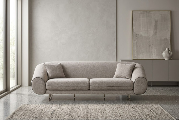 Sofá Beige Moderno para la Sala de Estar de 3 Plazas - Sofás de Diseño de Lujo Tapizados