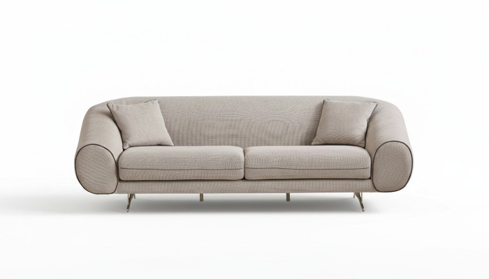 Sofá Beige Moderno para la Sala de Estar de 3 Plazas - Sofás de Diseño de Lujo Tapizados