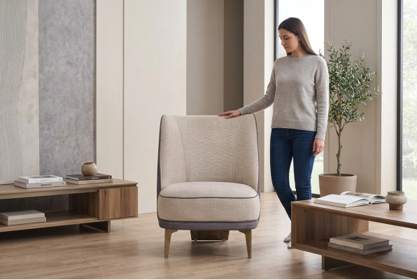 Sillón beige Muebles de sala Sillón tapizado de lujo Diseñador de 1 plaza