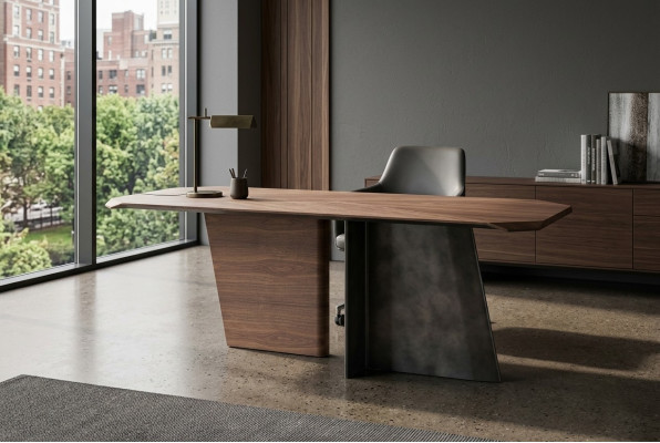 Mesa de comedor de diseñador marrón de lujo, mesa de madera de alta calidad para el comedor.