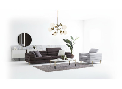 Conjunto de sofás de diseño para la sala de estar de cuatro plazas con sillón de lujo tipo lounge de 2 piezas.