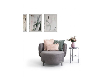 Sillón gris acolchado de una plaza para sala de estar, sillón de tela para mobiliario de salón.