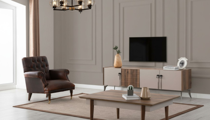 Salón conjunto de diseño Mesa de centro de lujo Mueble de TV moderno de 3 piezas Nuevo