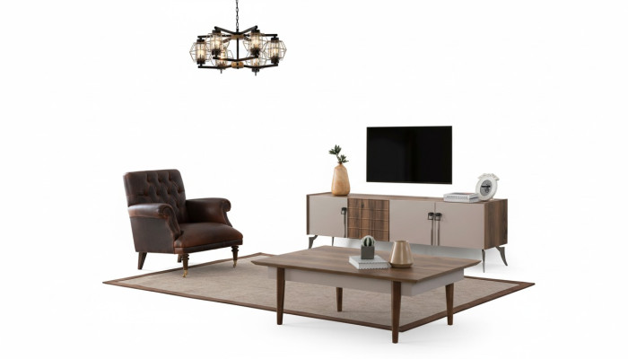 Salón conjunto de diseño Mesa de centro de lujo Mueble de TV moderno de 3 piezas Nuevo