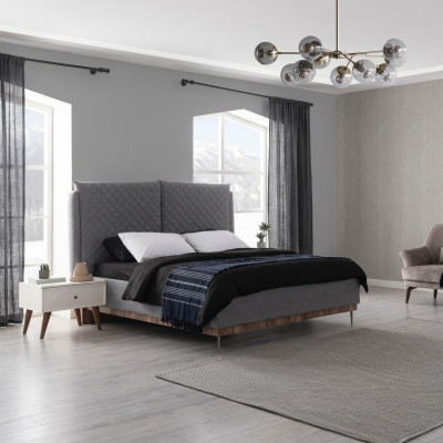 Grises dormitorio cama diseñador muebles de lujo camas tapizadas estructura de madera