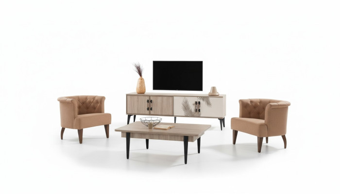 Moderna sala de estar conjunto mueble de TV lujosa mesa de centro muebles de madera.