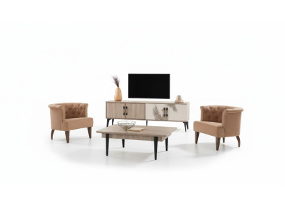 Moderna sala de estar conjunto mueble de TV lujosa mesa de centro muebles de madera.