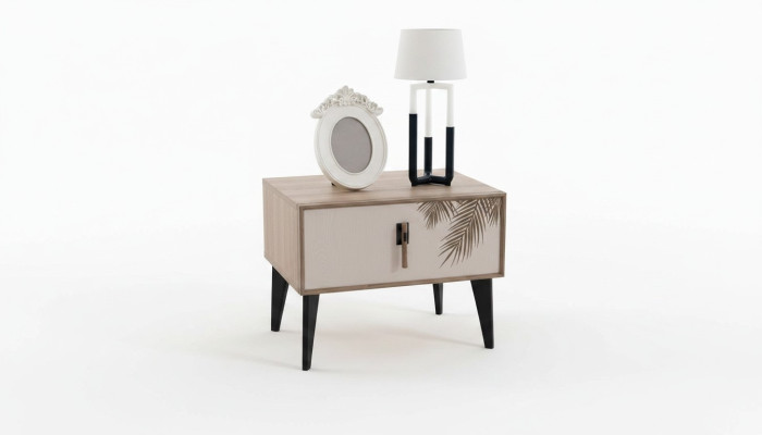 Mesa de noche beige Diseñador Mobiliario de dormitorio de lujo Tablas de noche de madera