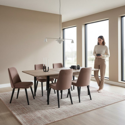 Marrón Mesa de comedor rectangular Muebles de comedor Mesas de madera Muebles de lujo