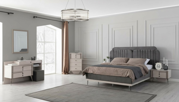 Dormitorio Conjunto completo Cama 2x Mesitas de noche Muebles  de lujo 7 piezas