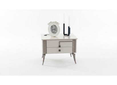 Mesa de noche beige Dormitorio Muebles de madera Consola de madera Mesitas de noche de lujo