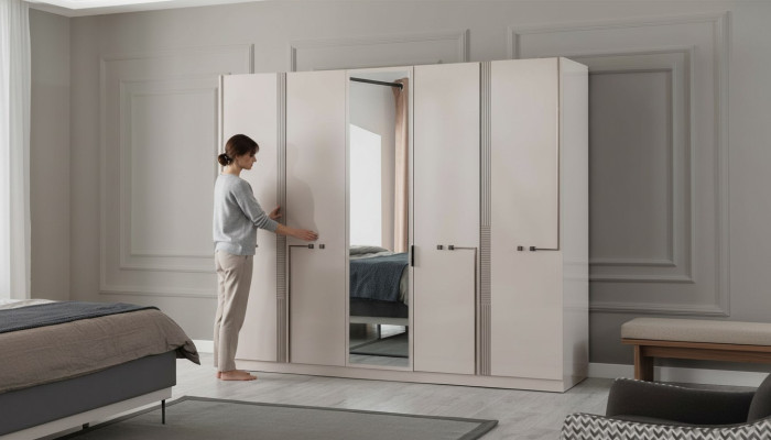 Moderno armario, armarios de dormitorio de diseñador, armario de 4 puertas.