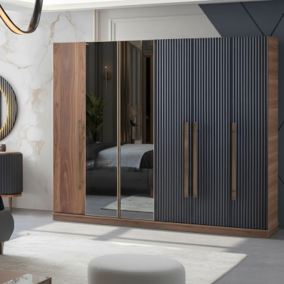 Armario marrón de diseñador de lujo, mueble de madera, armario de decoración.