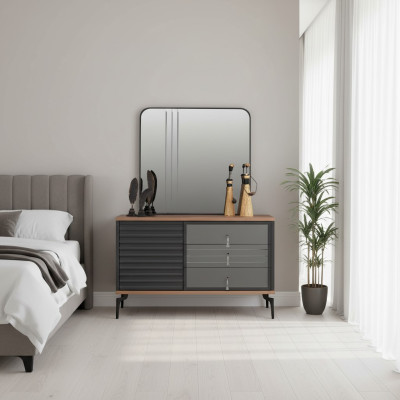 Espejo rectangular elegante de color marrón con estilo Conjunto de dormitorio.