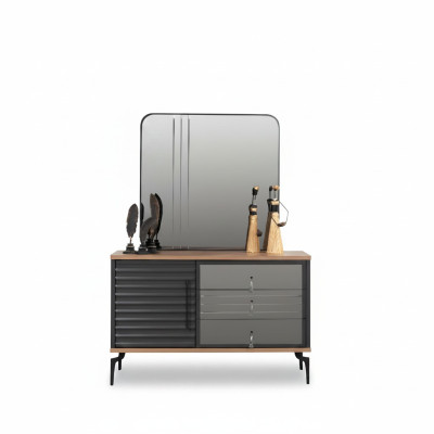 Espejo rectangular elegante de color marrón con estilo Conjunto de dormitorio.