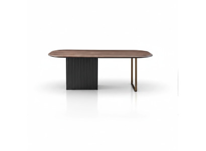 Mesa de madera marrón Diseñador Muebles de comedor Mesa de comedor elegante semicircular.