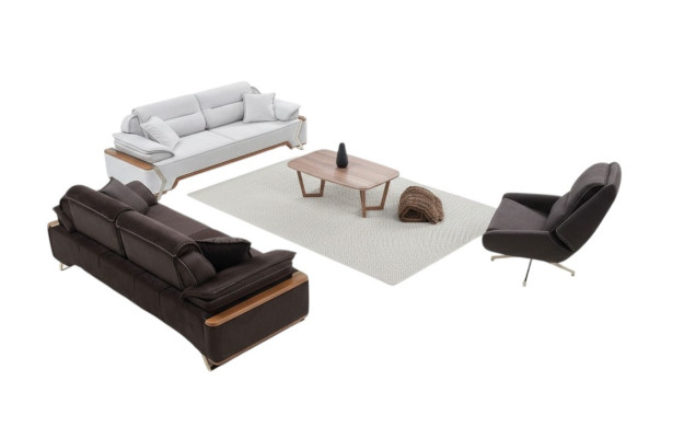 Conjunto de sofás en blanco y negro - 2 sofás de tres plazas Lujosos sillones Sofás elegantes