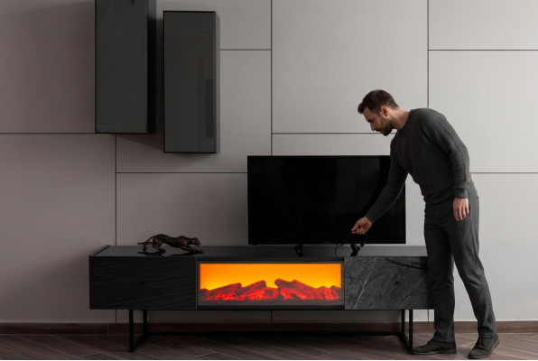 Conjunto moderno de sala de estar Lujoso mueble de TV con 2 armarios de pared, 3 piezas.