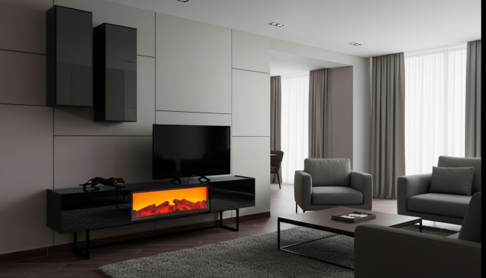 Conjunto moderno de sala de estar Lujoso mueble de TV con 2 armarios de pared, 3 piezas.