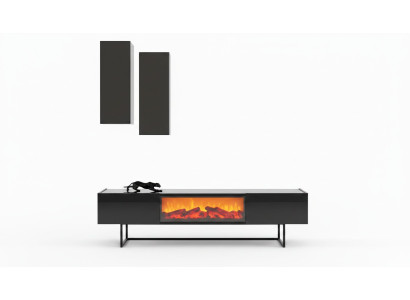 Conjunto moderno de sala de estar Lujoso mueble de TV con 2 armarios de pared, 3 piezas.