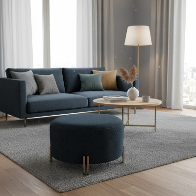 Diseñador taburete azul oscuro Sala de estar Reposapiés Asientos de muebles de lujo