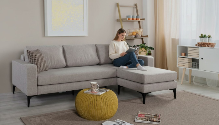 Sofá de salón en forma de L, muebles modernos de lujo, sofá de esquina, tapizado nuevo.