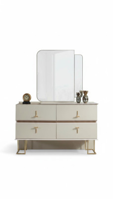 Conjunto de dormitorio Cómoda Espejo elegante Muebles de lujo modernos Nuevos 2 piezas