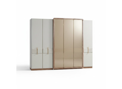 Armario blanco de diseño de madera para dormitorio con armario de cristal