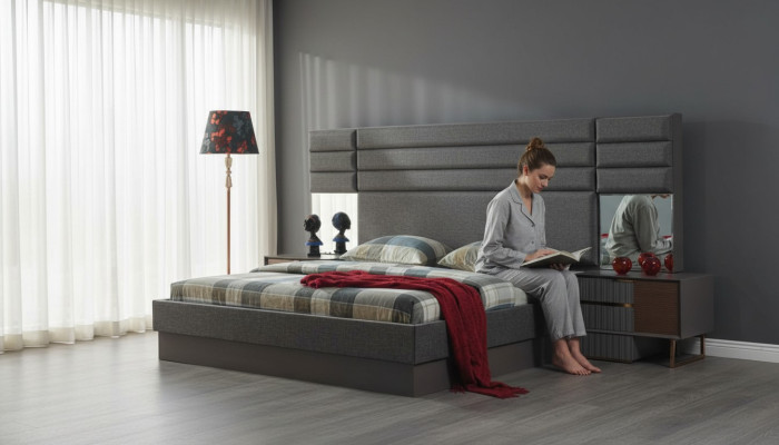 Dormitorio Lujo Cama doble Diseñador Mesitas de noche Set de 3 piezas