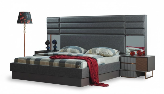 Dormitorio Lujo Cama doble Diseñador Mesitas de noche Set de 3 piezas