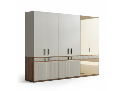 Armario blanco de 10 puertas de madera para dormitorio.