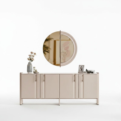 Comedor lujoso aparador elegante espejo de vidrio conjunto de 2 piezas