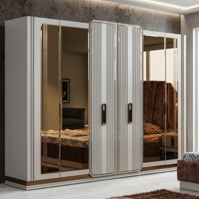 Armario de dormitorio blanco armario de cristal armario de madera mobiliario moderno