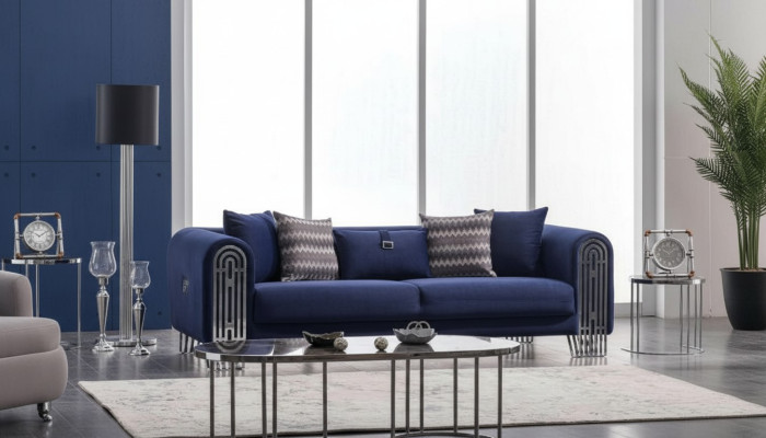 Sofá de salón 3 plazas diseño moderno tapizado textil muebles sofá de lujo.