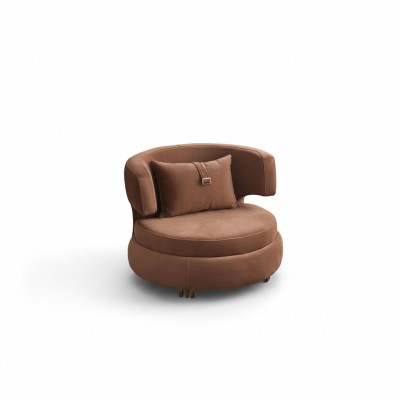 Lujo Sillón Sala de estar Tapizado Textil Muebles Marrón Asiento Nuevo Diseño Moderno